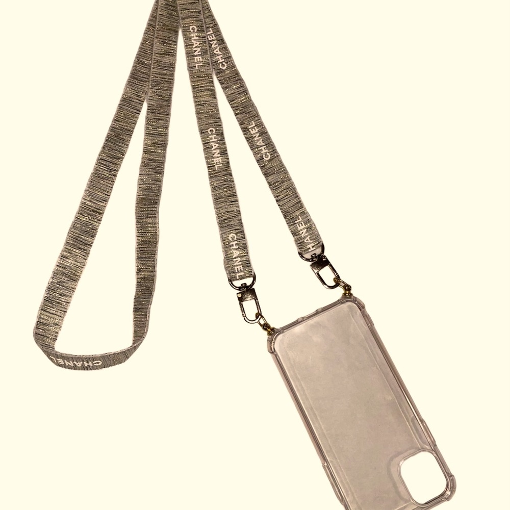 Chanel band over the shoulder with clear case